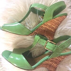 Franco Sarto Lime Green Wedge Sandals. Very Fun!🤩